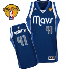 Men's Adidas Dallas Mavericks #41 Dirk Nowitzki Swingman Navy Blue Alternate Finals Patch NBA Jersey