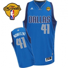 Men's Adidas Dallas Mavericks #41 Dirk Nowitzki Swingman Royal Blue Road Finals Patch NBA Jersey