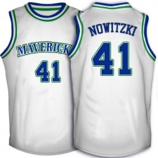 Men's Adidas Dallas Mavericks #41 Dirk Nowitzki Swingman White Throwback NBA Jersey