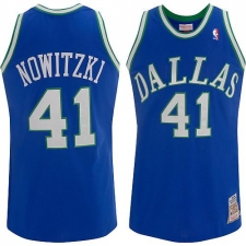 Men's Mitchell and Ness Dallas Mavericks #41 Dirk Nowitzki Swingman Blue Throwback NBA Jersey