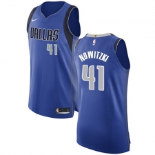 Women's Nike Dallas Mavericks #41 Dirk Nowitzki Authentic Royal Blue Road NBA Jersey - Icon Edition