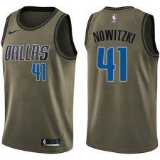 Youth Nike Dallas Mavericks #41 Dirk Nowitzki Swingman Green Salute to Service NBA Jersey