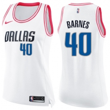 Women's Nike Dallas Mavericks #40 Harrison Barnes Swingman White/Pink Fashion NBA Jersey