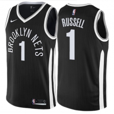 Men's Nike Brooklyn Nets #1 D'Angelo Russell Authentic Black NBA Jersey - City Edition