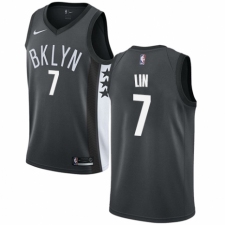 Men's Nike Brooklyn Nets #7 Jeremy Lin Authentic Gray NBA Jersey Statement Edition