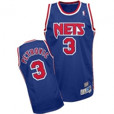 Men's Adidas Brooklyn Nets #3 Drazen Petrovic Authentic Blue Throwback NBA Jersey