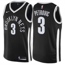 Men's Nike Brooklyn Nets #3 Drazen Petrovic Authentic Black NBA Jersey - City Edition
