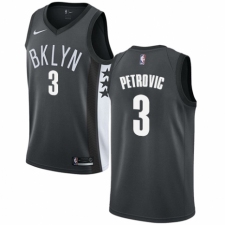 Men's Nike Brooklyn Nets #3 Drazen Petrovic Authentic Gray NBA Jersey Statement Edition