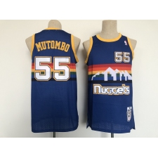 Men's Denver Nuggets #55 Dikembe Mutombo Swingman Blue Basketball Jersey