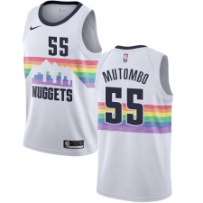 Men's Nike Denver Nuggets #55 Dikembe Mutombo Swingman White NBA Jersey - City Edition