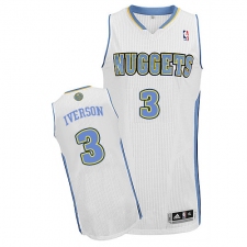 Men's Adidas Denver Nuggets #3 Allen Iverson Authentic White Home NBA Jersey