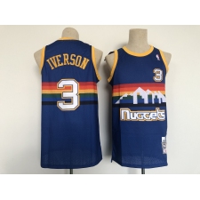 Men's Denver Nuggets #3 Allen Iverson Swingman Blue Basketball Jersey