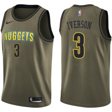 Men's Nike Denver Nuggets #3 Allen Iverson Swingman Green Salute to Service NBA Jersey