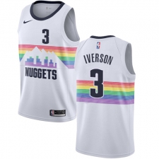 Women's Nike Denver Nuggets #3 Allen Iverson Swingman White NBA Jersey - City Edition