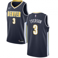 Youth Nike Denver Nuggets #3 Allen Iverson Authentic Navy Blue Road NBA Jersey - Icon Edition