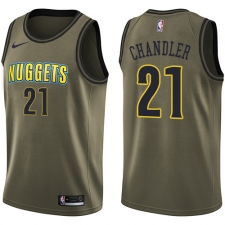 Youth Nike Denver Nuggets #21 Wilson Chandler Swingman Green Salute to Service NBA Jersey