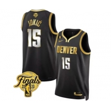 Men's Denver Nuggets #15 Nikola Jokic Black 2023 Finals Collection With NO.6 Stitched Basketball Jersey
