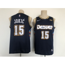 Men's Denver Nuggets #15 Nikola Jokic Black City Edition Stitched Basketball Jersey
