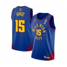 Men's Denver Nuggets #15 Nikola Jokic Blue 2023 Finals Champions Statement Edition Stitched Basketball Jersey
