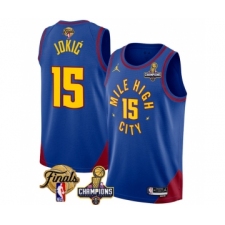 Men's Denver Nuggets #15 Nikola Jokic Blue 2023 Nuggets Champions And Finals Statemenr Edition Stitched Basketball Jersey