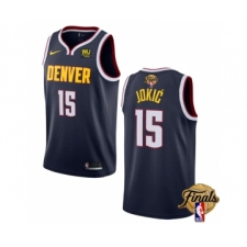 Men's Denver Nuggets #15 Nikola Jokic Navy 2023 Finals Icon Edition Stitched Basketball Jersey