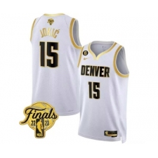 Men's Denver Nuggets #15 Nikola Jokic White 2023 Finals Collection With NO.6 Stitched Basketball Jersey