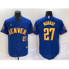 Men's Denver Nuggets #27 Jamal Murray Blue Cool Base Stitched Baseball Jersey