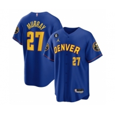 Men's Denver Nuggets #27 Jamal Murray Blue With No.6 Cool Base Stitched Jersey