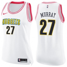 Women's Nike Denver Nuggets #27 Jamal Murray Swingman White/Pink Fashion NBA Jersey