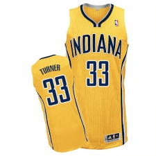 Men's Adidas Indiana Pacers #33 Myles Turner Authentic Gold Alternate NBA Jersey