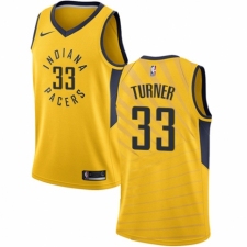 Men's Nike Indiana Pacers #33 Myles Turner Authentic Gold NBA Jersey Statement Edition