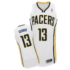 Men's Adidas Indiana Pacers #13 Paul George Authentic White Home NBA Jersey