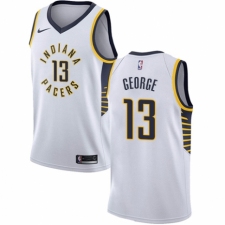 Men's Nike Indiana Pacers #13 Paul George Authentic White NBA Jersey - Association Edition