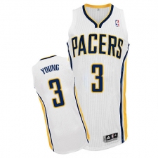 Women's Adidas Indiana Pacers #3 Joe Young Authentic White Home NBA Jersey