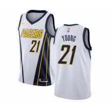 Men's Nike Indiana Pacers #21 Thaddeus Young White Swingman Jersey - Earned Edition