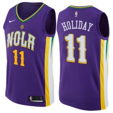 Men's Nike New Orleans Pelicans #11 Jrue Holiday Authentic Purple NBA Jersey - City Edition