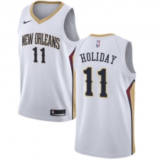 Women's Nike New Orleans Pelicans #11 Jrue Holiday Authentic White Home NBA Jersey - Association Edition