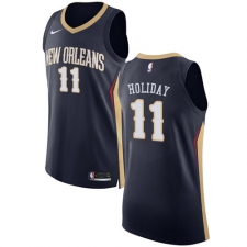 Youth Nike New Orleans Pelicans #11 Jrue Holiday Authentic Navy Blue Road NBA Jersey - Icon Edition