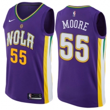 Men's Nike New Orleans Pelicans #55 E'Twaun Moore Authentic Purple NBA Jersey - City Edition