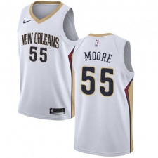 Men's Nike New Orleans Pelicans #55 E'Twaun Moore Authentic White Home NBA Jersey - Association Edition