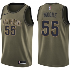 Men's Nike New Orleans Pelicans #55 E'Twaun Moore Swingman Green Salute to Service NBA Jersey