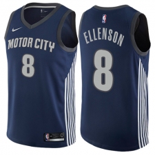 Men's Nike Detroit Pistons #8 Henry Ellenson Authentic Navy Blue NBA Jersey - City Edition