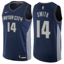Men's Nike Detroit Pistons #14 Ish Smith Authentic Navy Blue NBA Jersey - City Edition
