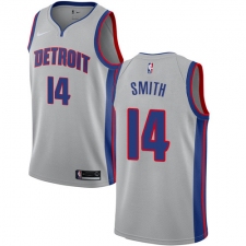 Men's Nike Detroit Pistons #14 Ish Smith Authentic Silver NBA Jersey Statement Edition