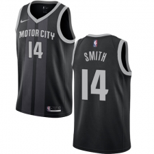 Men's Nike Detroit Pistons #14 Ish Smith Swingman Black NBA Jersey - City Edition