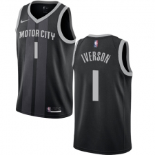 Men's Nike Detroit Pistons #1 Allen Iverson Swingman Black NBA Jersey - City Edition