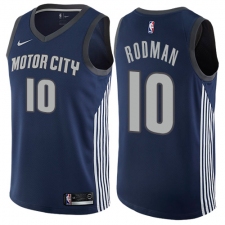 Men's Nike Detroit Pistons #10 Dennis Rodman Authentic Navy Blue NBA Jersey - City Edition