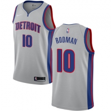 Women's Nike Detroit Pistons #10 Dennis Rodman Authentic Silver NBA Jersey Statement Edition