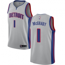 Men's Nike Detroit Pistons #1 Tracy McGrady Authentic Silver NBA Jersey Statement Edition
