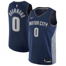 Men's Nike Detroit Pistons #0 Andre Drummond Authentic Navy Blue NBA Jersey - City Edition